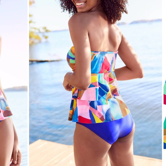 Colorful Strapless Women's Swim Top - Picture 2 of 6